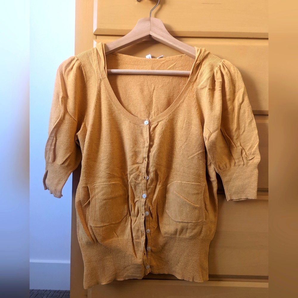 Anthropologie Little Yellow Button Cardigan